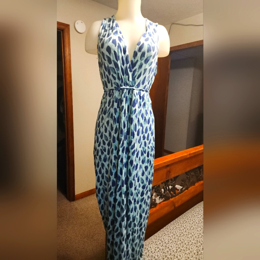 Motherhood Blue and White Patterned Maxi Dress